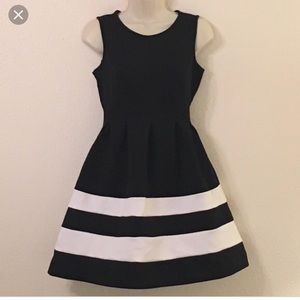 Black and White striped Fit and Flare Dress